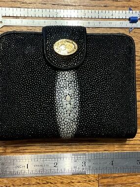 Gorgeous Black Genuine Stingray Leather Wallet, NWOT